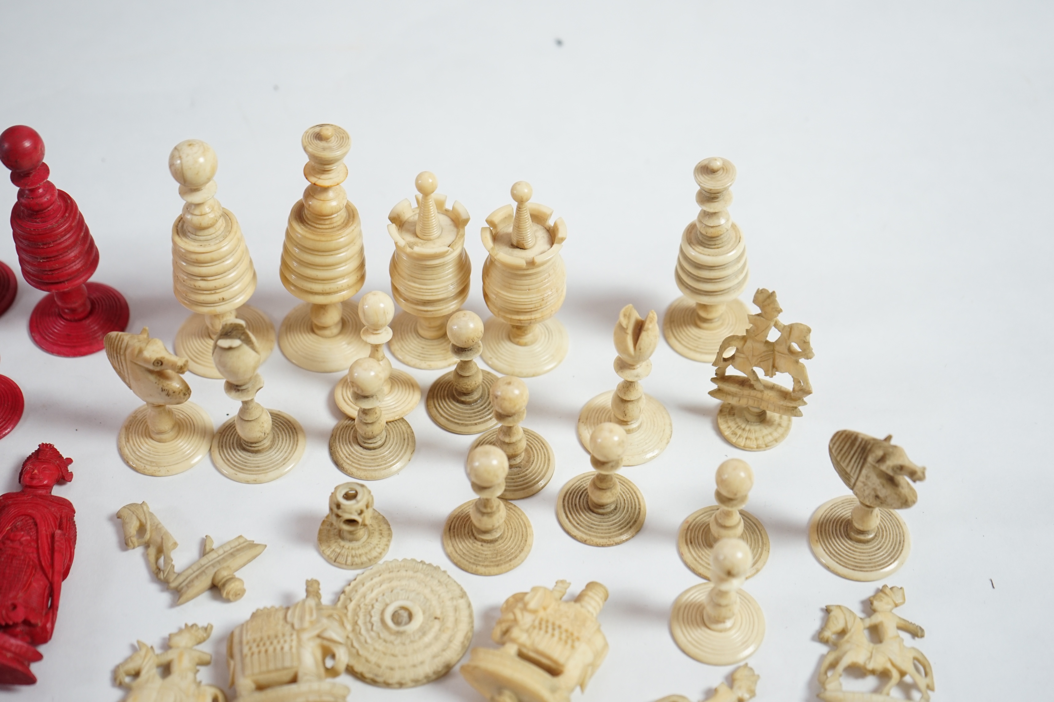 Two Canton bone chess sets. Condition - poor.